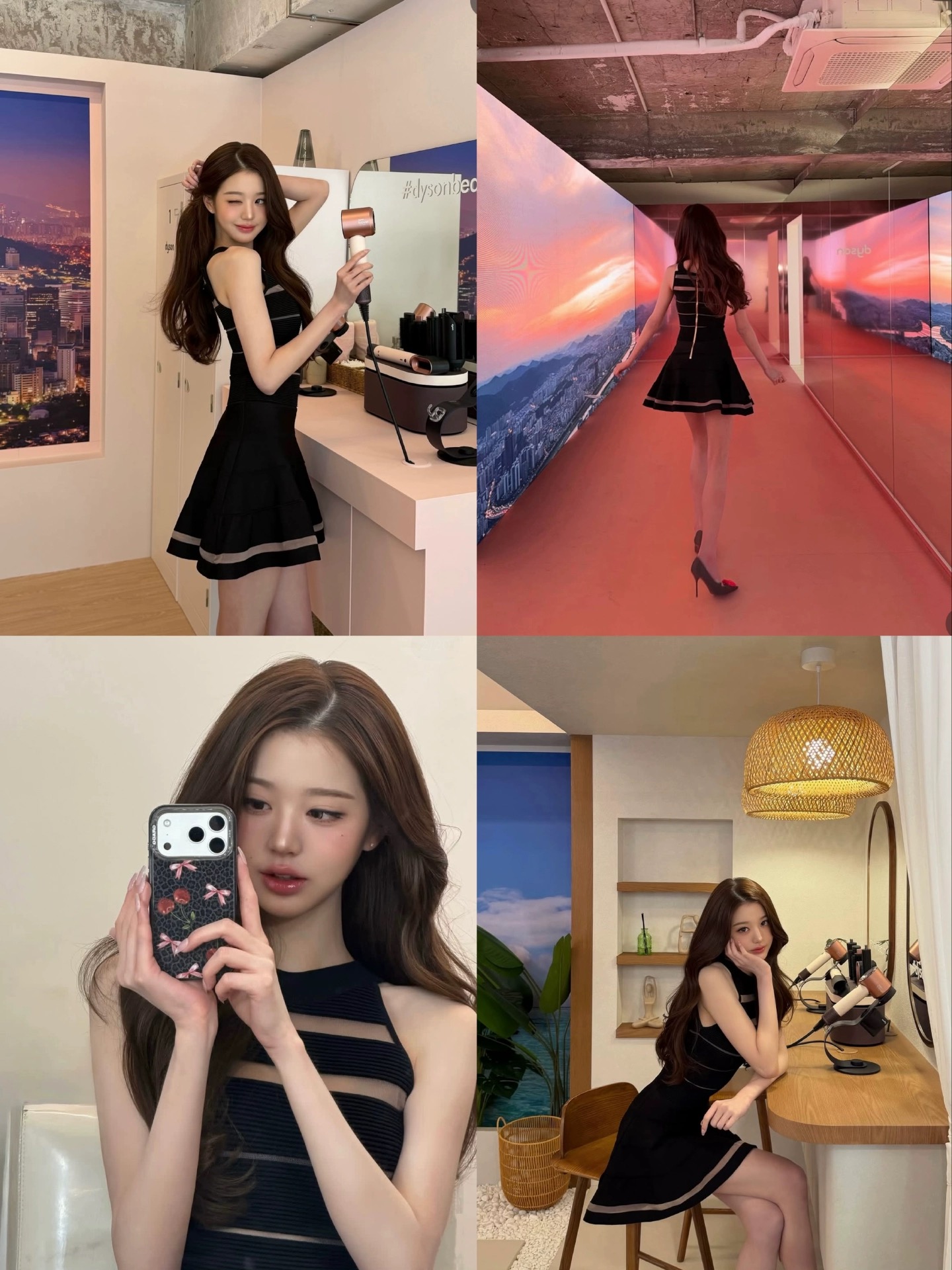 okmashop 장 원 영어 같은 단락 민소매 여성 드레스 여름 고급 센스 품격 홀로우 아웃 허리 수축 치마
