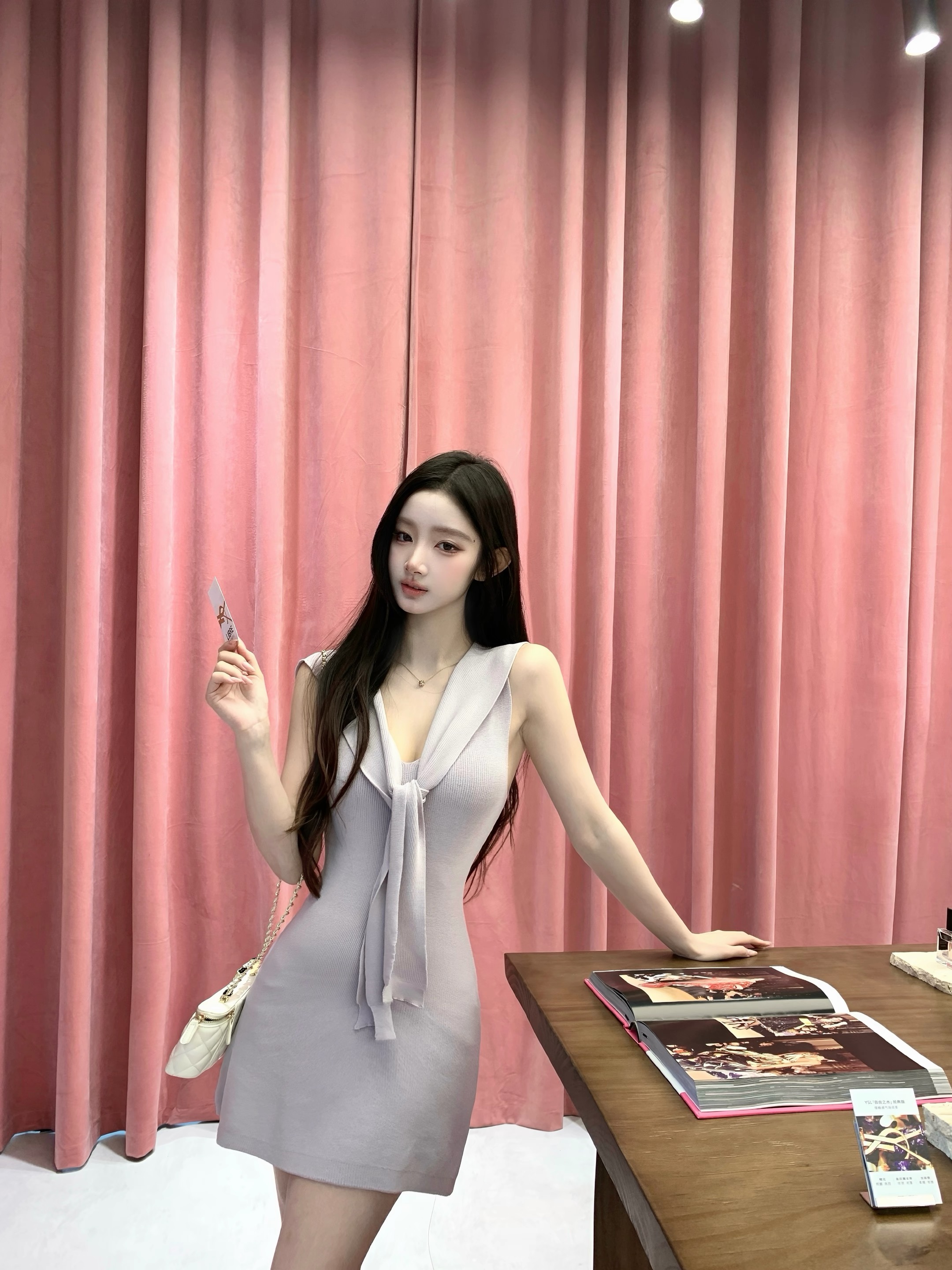 okmashop 남쪽 법 일광 절약 시간 니트 V넥 여성 드레스 여름 순수한 욕망 품격 허리 수축 숄 치마