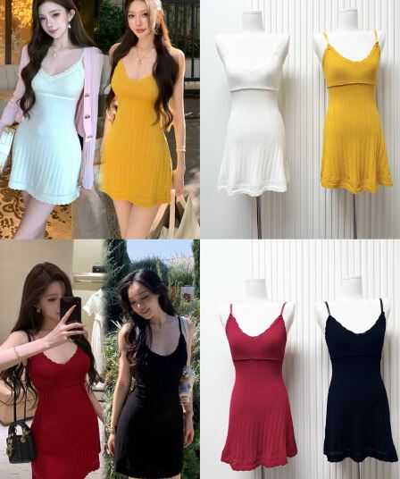 fbblimit 黛 웨스트 미스 순수한 욕망 분위기 몸매 가꾸기 쇼트 스타일 홀로우 아웃 자수 V넥 드레스