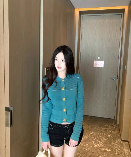 m900 니트 스웨터 여성 2026 새로운 라운드 넥 허리 수축 슬림해 보이는 구덩이 기사 질감 센스 긴팔 쇼트 스타일 품격 맨위