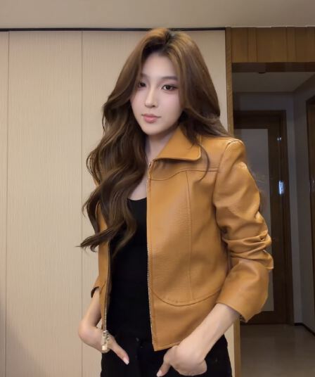 세인트 피터스 버그 가을의 날 레트로 쇼트 스타일 pu 가죽 재킷 여성 코트 가을 새로운 슬림해 보이는 재킷 맨위