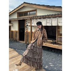 批发实拍 2025<b class='q'>秋</b>季新款美拉德麂皮刺绣外套+设计感拼接豹纹高腰蛋糕裙