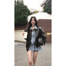 批发实价有货韩系穿搭高级感夹克<b class='q'>皮衣</b>外套收腰显瘦条纹连衣裙套装<b class='q'>女</b>