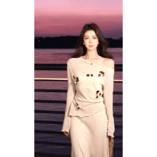 批发实价法式轻奢风两件套女春夏独特别致绝美长袖上衣气质<b class='q'>半身裙</b>