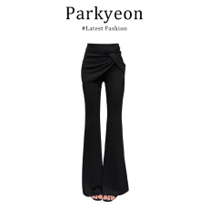 批发实价有货黑色假两件微喇西装裤女早春高级感高腰显瘦直筒<b class='q'>休闲裤</b>子