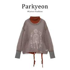 批发实价有货春季韩系高级感针织<b class='q'>罩衫</b>高领打底内搭上衣休闲裤套装女