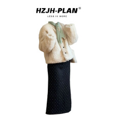 批发实价有货春季新款韩系软糯羊羔绒外套针织<b class='q'>毛衣</b>波点半身裙子三件套