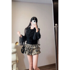 批发实价有货<b class='q'>韩版</b>设计感小香风短款<b class='q'>衬衫女</b>法式提花蛋糕半身裙套装