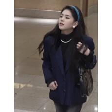 批发实价有货小香风蓝色短款西装<b class='q'>外套</b>女2025秋冬新款英伦风<b class='q'>气质</b>上衣