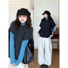 批发实价有货韩系秋<b class='q'>冬</b>叠穿马甲半高领内搭打底衫阔腿休闲裤时尚套装