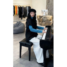 批发实价有货韩系秋<b class='q'>冬</b>叠穿马甲半高领内搭打底衫阔腿休闲裤时尚套装