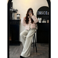 批发实价有货休闲风百搭短款保暖棉服叠穿打底上衣<b class='q'>女</b>高腰直筒裤<b class='q'>套装</b>