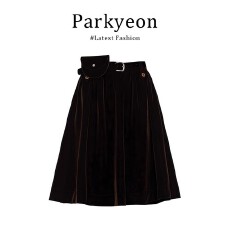 批发实价有货复古咖啡色<b class='q'>丝绒</b>半身裙女秋冬新款高腰小包中长款A字裙子