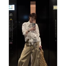 批发实价有货秋冬老钱风蝴蝶结白色衬衫上衣<b class='q'>牛仔</b>裤拖地裤时尚套装女