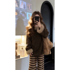 批发实价有货慵懒休闲风宽松显瘦针织衫毛衣垂感阔腿拖地裤套装女