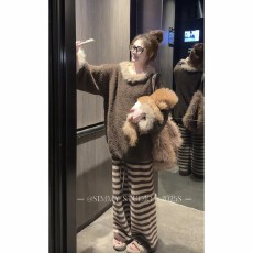 批发实价有货慵懒休闲风宽松显瘦针织衫毛衣垂感阔腿拖地裤套装女