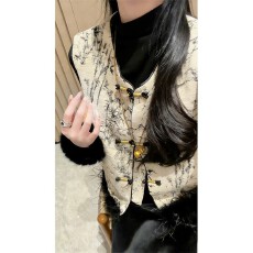 批发实价有货高级感新中式国风提花<b class='q'>马甲</b>女冬季新款小个子短款时尚背心