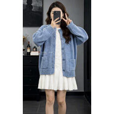 批发实价有货韩系慵懒风软糯<b class='q'>针织</b>开衫女春季新款波浪裙摆连衣裙<b class='q'>套装</b>