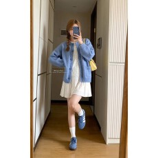 批发实价有货韩系慵懒风软糯<b class='q'>针织</b>开衫女春季新款波浪裙摆连衣裙<b class='q'>套装</b>