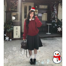 批发实价有货复古温柔风超好看红色针织衫内搭上衣百褶半身<b class='q'>裙</b>套装女