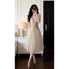 批发实价有货针织衫花边挂脖吊带洋气法式超仙芭蕾风网纱蓬蓬<b class='q'>半身</b>裙