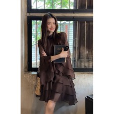 批发实价有货设计感荷叶边宽松<b class='q'>连衣裙</b>女夏季小众不撞款<b class='q'>喇叭袖</b>短裙子