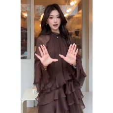 批发实价有货设计感荷叶边宽松<b class='q'>连衣裙</b>女夏季小众不撞款<b class='q'>喇叭袖</b>短裙子