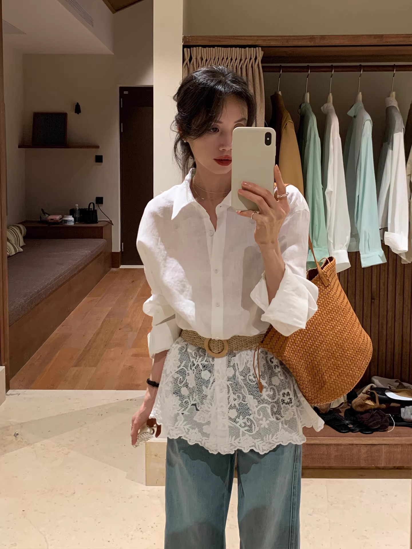 정가 재고 있음 출퇴근 바람 레이스 조각 아마 긴팔 여성 셔츠 2026 여름 새로운 다용도 루즈핏 슬림해 보이는