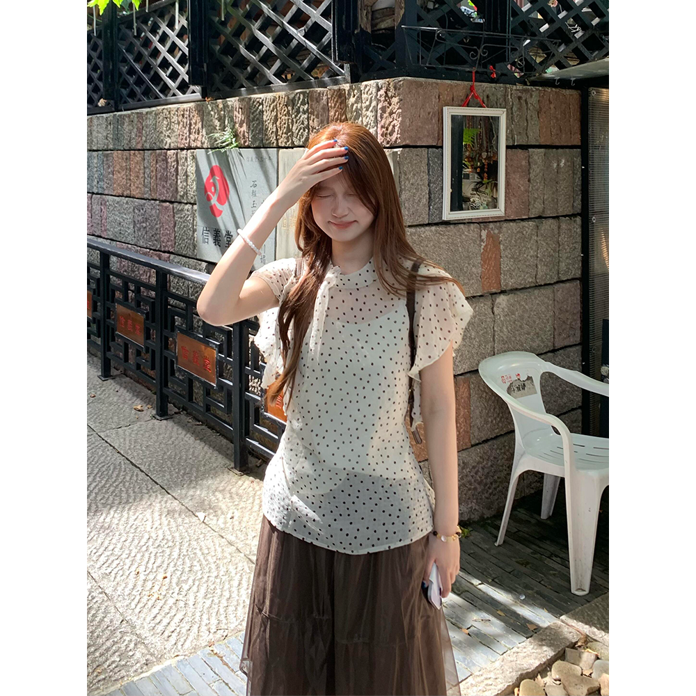 정가 한 부서 달콤한 스타일 나비 매듭 라운드 넥 민소매 조끼 코디 새로운 망사 반신 치마 세트
