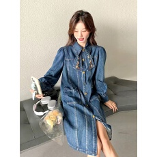 批发高级感超好看牛仔连衣裙女2025年春秋季新款<b class='q'>时尚</b>休闲气质收腰裙子
