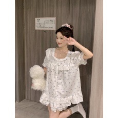 批发实拍实价韩版甜美公主风宽松透气纯棉田园短袖短裤夏季外穿家居<b class='q'>服</b>