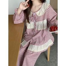 批发实拍实价韩版甜美公主风重工刺绣<b class='q'>全棉</b>蕾丝宽松舒适外穿休闲家居服