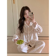 批发实拍实价韩版秋季甜美田园碎花亲肤<b class='q'>全棉</b>娃娃领宽松舒适外穿家居服