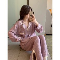 批发实拍实价韩版秋季甜美田园复古<b class='q'>全棉</b>数码软棉纱蕾丝宽松舒适家居服