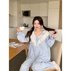 批发实拍实价韩版小清新宽松透气<b class='q'>纯棉</b>公主风甜美蕾丝秋季外穿家居服