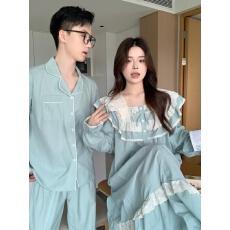 批发实拍实价韩版情侣甜美宽松透气<b class='q'>纯棉</b>公主风秋季家居服套装<b class='q'>连衣裙</b>