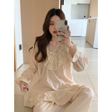 批发实拍实价<b class='q'>韩版</b>甜美重工蕾丝秋季长袖长<b class='q'>裤</b>公主风外穿家居服 套<b class='q'>装</b>
