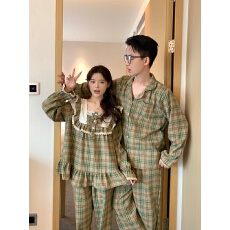 批发实拍实价韩版秋冬磨毛<b class='q'>情侣</b><b class='q'>圣诞</b>绿宽松舒适甜美公主风蕾丝居服套装