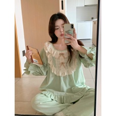 批发实拍实价韩版甜美小清新宽松透气<b class='q'>纯棉</b>条纹公主风秋季外穿<b class='q'>家居服</b>套