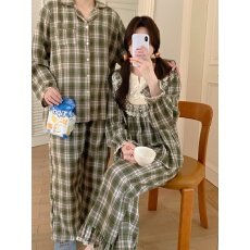 批发实拍实价<b class='q'>韩版</b><b class='q'>情侣</b><b class='q'>甜美</b>公主风宽松透气磨毛格纹秋冬家居服件套装