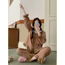 批发实拍实价韩版甜美公主风<b class='q'>全棉</b>宽松舒适四季外穿长袖家居服套装