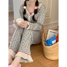 批发实拍实价韩版甜美公主风蕾丝小清新田园碎花四季外穿<b class='q'>家居服</b>套装