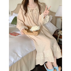 实拍实价韩版甜美小清新双纱公主风重工蕾丝外穿家居服套装连衣裙