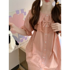 批发实拍实价韩版甜美公主风全棉提花重工蕾丝家居服套装睡裙