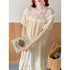 批发实拍实价韩版夏季甜美公主风撞色小心机夏季外穿家居服<b class='q'>睡衣</b>连衣裙