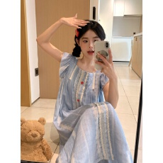 批发实拍实价韩版甜美小清新宽松透气纯棉休闲短袖短裤家居服<b class='q'>连衣裙</b>