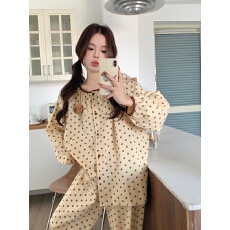 批发实拍实价韩版甜美休闲全棉可爱波点宽松舒适秋季长袖家居服<b class='q'>套装</b>