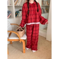 批发实拍实价韩版甜美小清新宽松秋冬<b class='q'>棉麻</b>磨毛格外穿娃娃领家居服套装