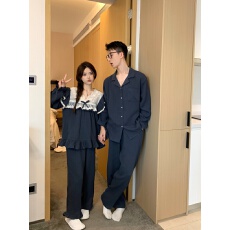 批发实拍实价<b class='q'>韩版</b><b class='q'>情侣</b><b class='q'>甜美</b>蕾丝亲肤棉纱纯色秋季长袖外穿家居服套睡裙