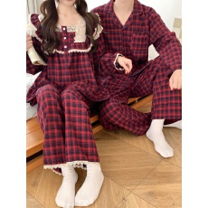 实拍实价韩版情侣甜美公主风重工蕾丝秋冬磨毛格外穿家居服套装